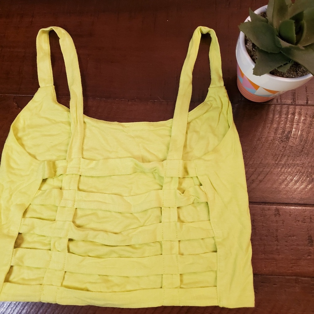 Yellow Strappy Open Back Sexy Crop Top